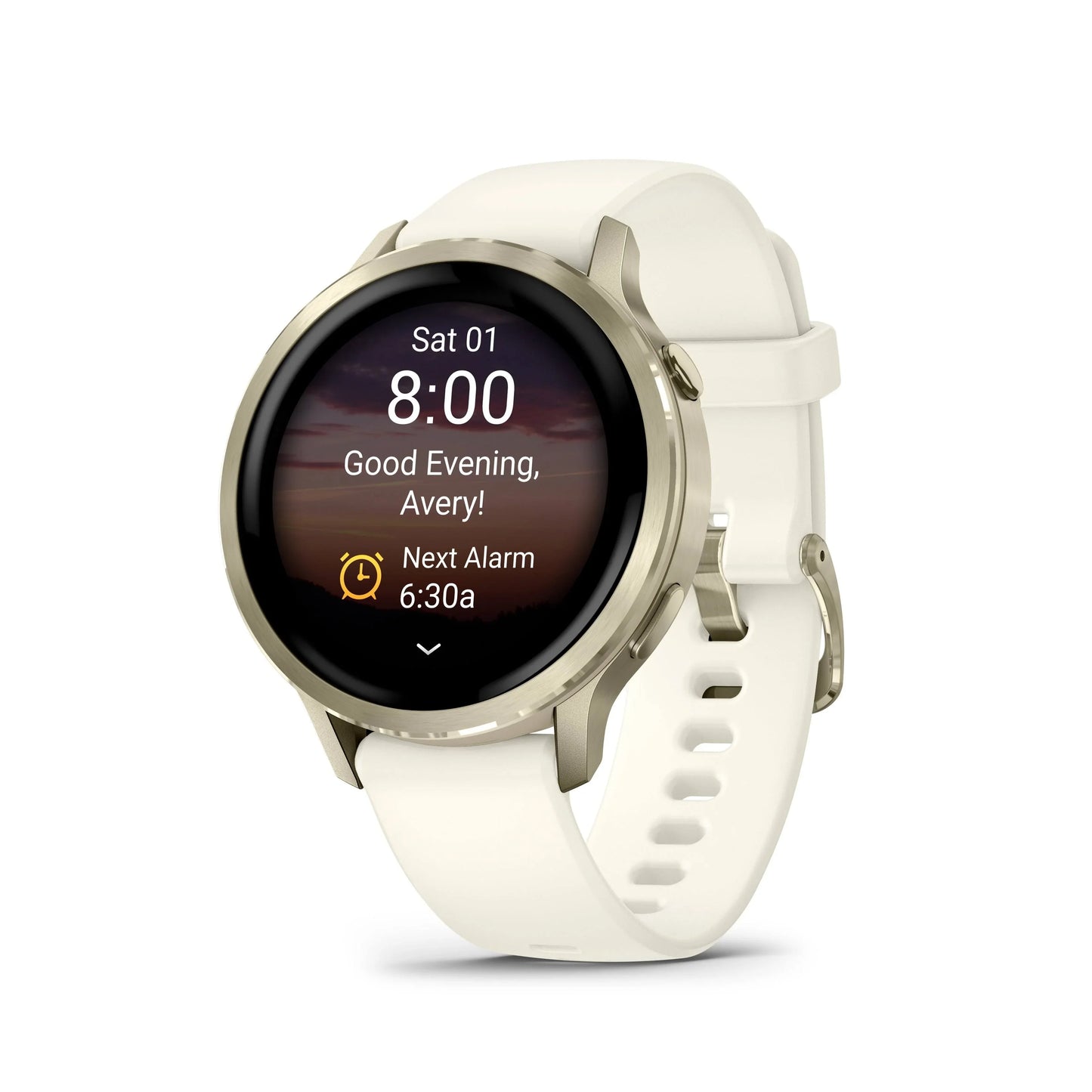 Smartwatch with a white band on a white background
