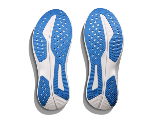 Underside view of shoe showing tread