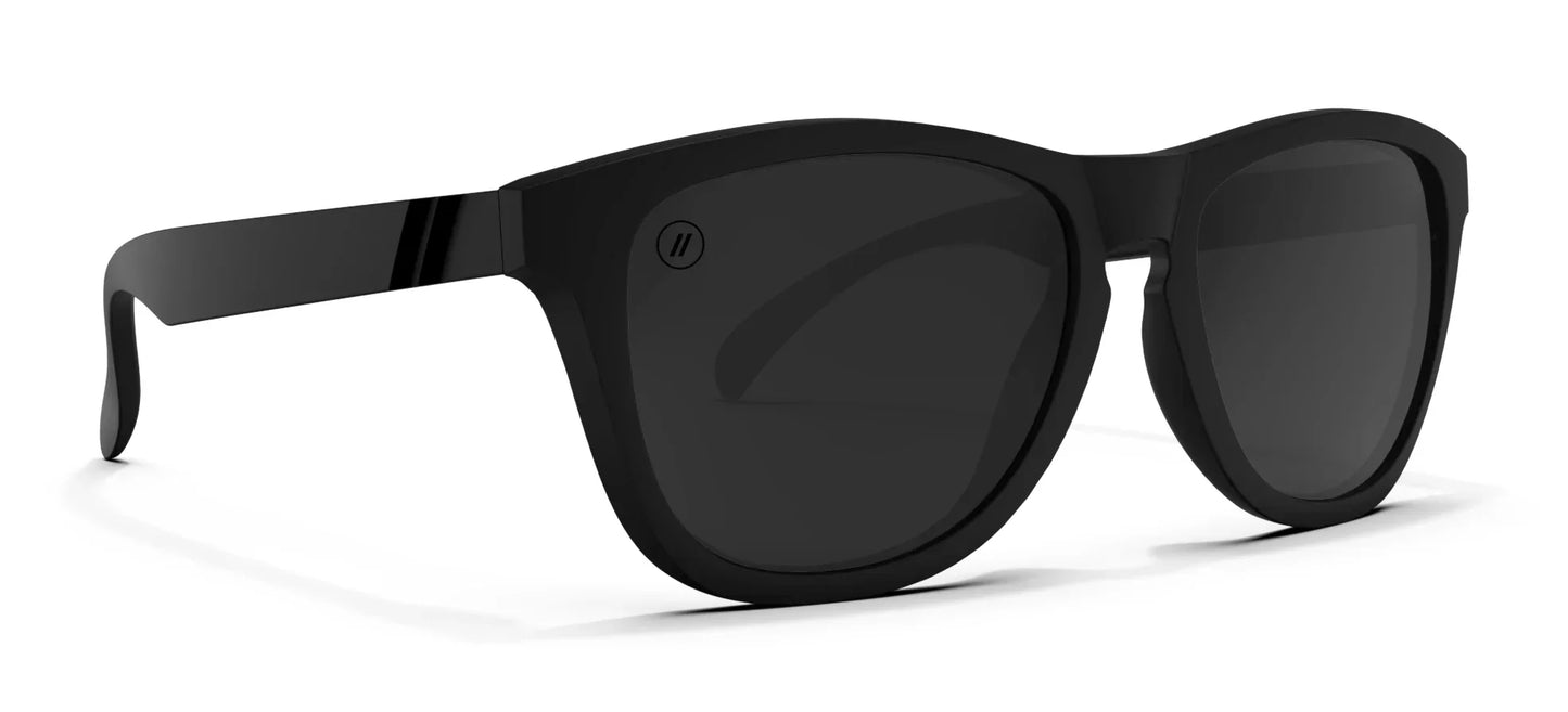 Black Blenders sunglasses with dark lenses on a white background