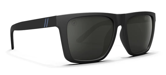 Black sunglasses with dark lenses on a white background