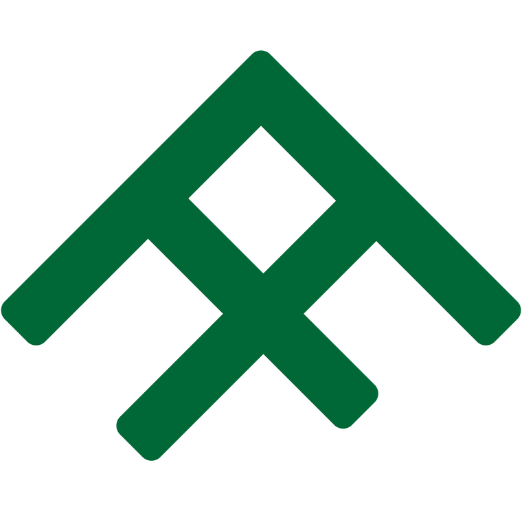 Green Parkway Fitted emblem resembling a stylized PF on a transparent background